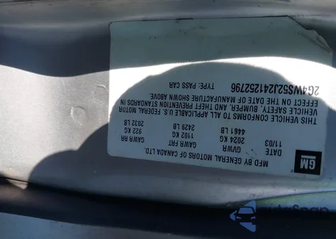 2004 Buick Century from USA, damaged, VIN 2G4WS52J241252796